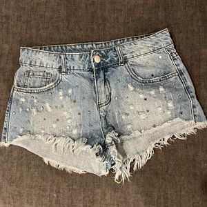 Studded jean shorts